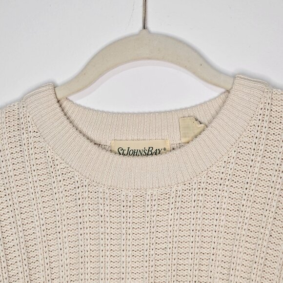 Mens costal core fisherman chunky cable knit cream crew neck long sleeve cotton - Picture 3 of 9